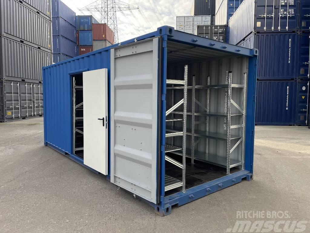  20' Lagercontainer mit Regalen, Licht, Seitentür Opslag containers