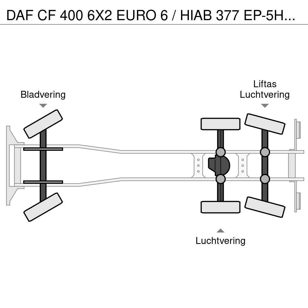 DAF CF 400 6X2 EURO 6 / HIAB 377 EP-5HIPRO / 37 T/M KR Platte bakwagens