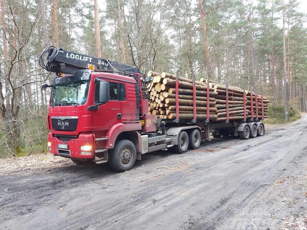 MAN TGS 26.540 6X6 z dźwigiem do przewozu drewna Hout-Bakwagens