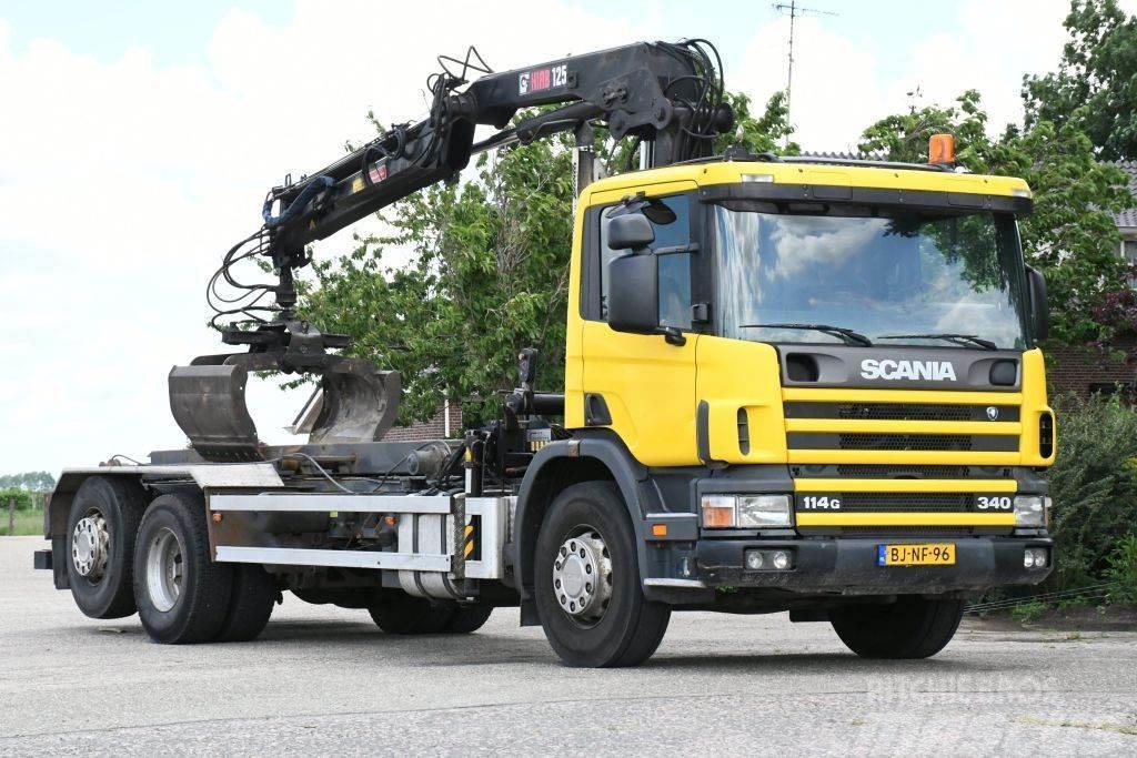 Scania R114-340 6x2 !!KRAAN/CONTAINER/KABEL!!MANUELL!! Vrachtwagen met containersysteem