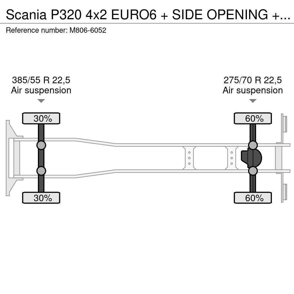 Scania P320 4x2 EURO6 + SIDE OPENING + LIFT Bakwagens met gesloten opbouw