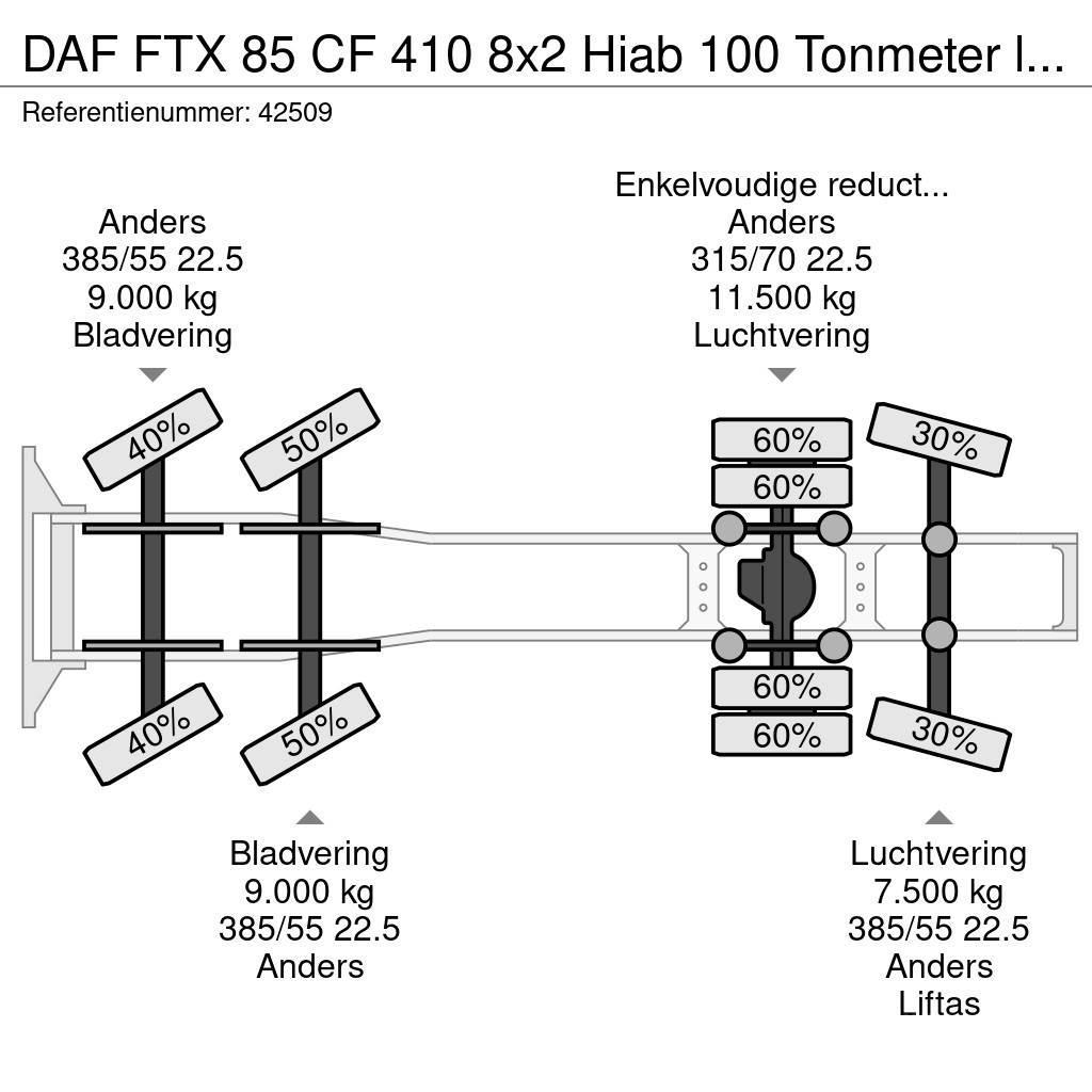 DAF FTX 85 CF 410 8x2 Hiab 100 Tonmeter laadkraan + Fl Trekkers