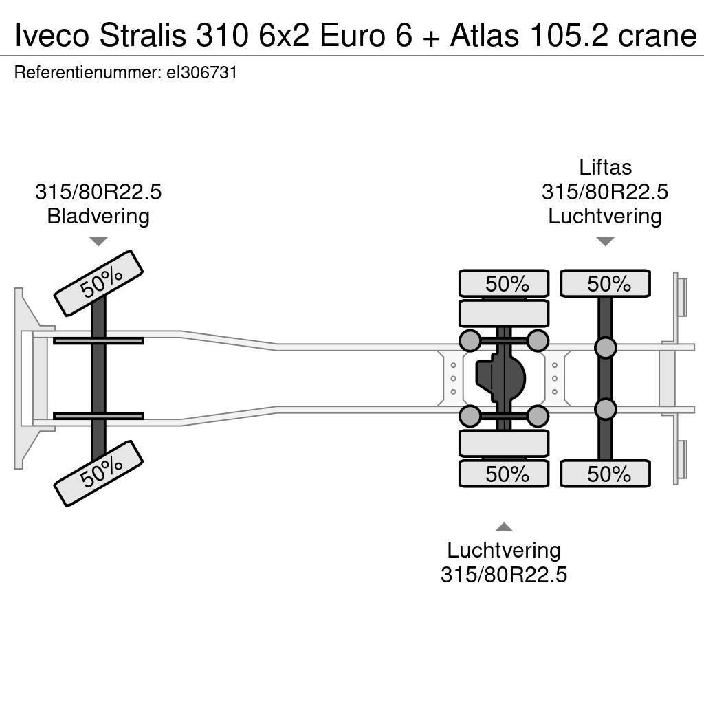 Iveco Stralis 310 6x2 Euro 6 + Atlas 105.2 crane Platte bakwagens