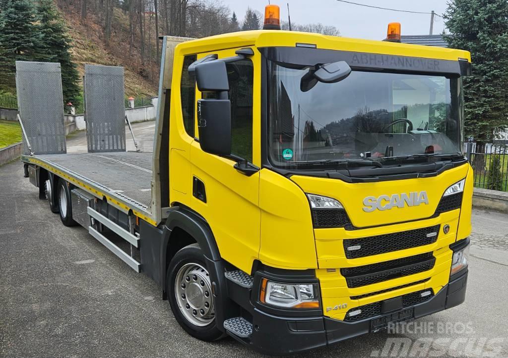 Scania P 410   BEKO Vrachtwagen met vlakke laadvloer en lier