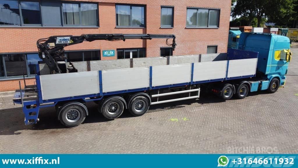 Floor 3-axle stone trailer with Kennis 14 ton/mtr crane Vlakke laadvloeren