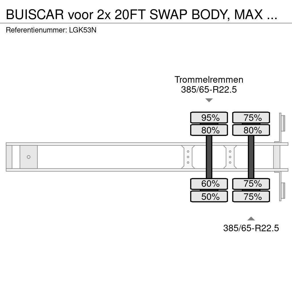  Buiscar voor 2x 20FT SWAP BODY, MAX LOAD 65.000KG Containerchassis