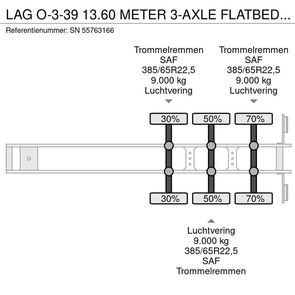 LAG O-3-39 13.60 METER 3-AXLE FLATBED (4 IDENTICAL UNI Vlakke laadvloeren