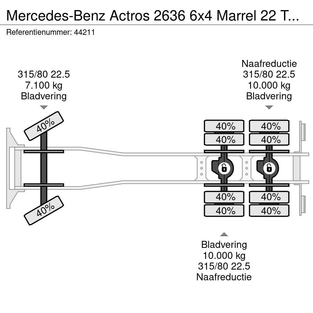 Mercedes-Benz Actros 2636 6x4 Marrel 22 Ton haakarmsysteem Manua Vrachtwagen met containersysteem