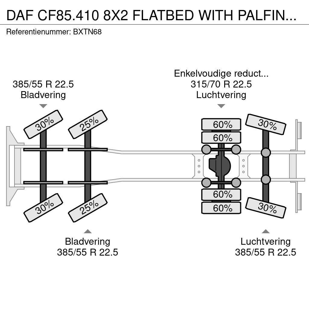 DAF CF85.410 8X2 FLATBED WITH PALFINGER PK 42502 CRANE Kranen voor alle terreinen