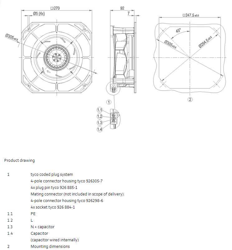  Ebmpapst K2E220-RA38-01 AC centrifugal blæser - Ra Electronics