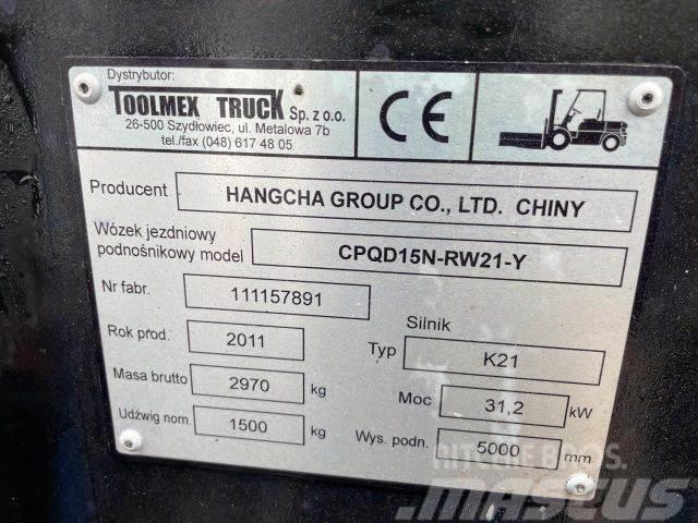 Hangcha 15N stapler,vin 891 LPG heftrucks