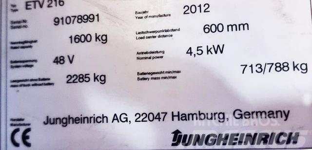 Jungheinrich ETV 216 - 6.2M HUB - BATTERIE 70%-NEUWERTIG Reachtruck voor hoog niveau
