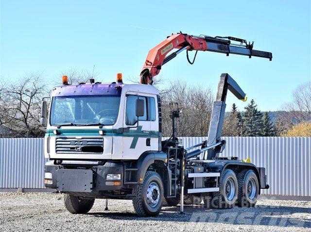 MAN TG 410 A* Abrollkipper + KRAN /6x4 Vrachtwagen met containersysteem
