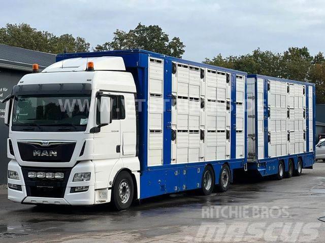 MAN TGX 26.480 6x2 3.Stock FINKL + Tandemanhänger Dieren transport trucks