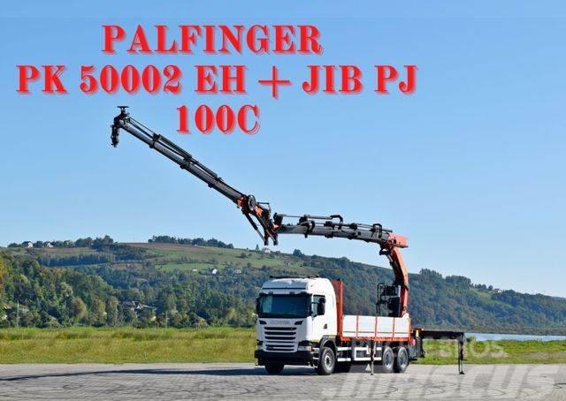 Scania G 490* PK 50002 EH + JIB PJ100C + FUNK /6x4 Vlakke laadvloer met kraan