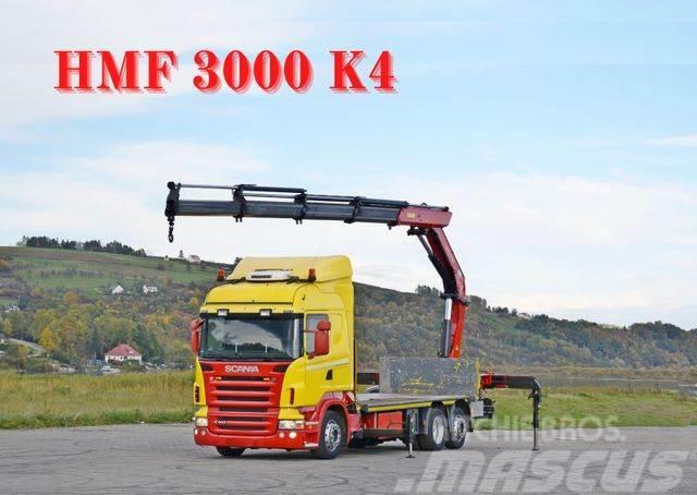 Scania R 400 Pritsche 6,50m +HMF 3000K4/FUNK*TOPZUSTAND Vlakke laadvloer met kraan