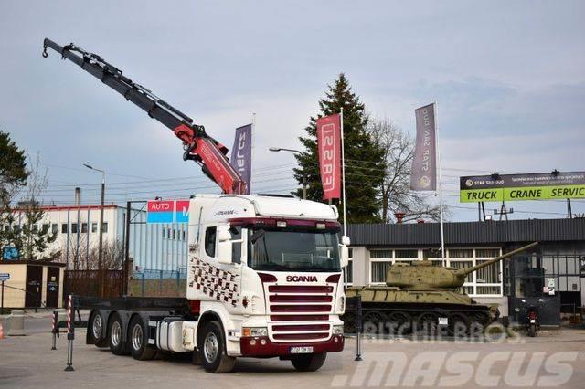 Scania R 480 8x4 FASSI 455 EURO 5 KRAN CRAN . Vlakke laadvloer met kraan