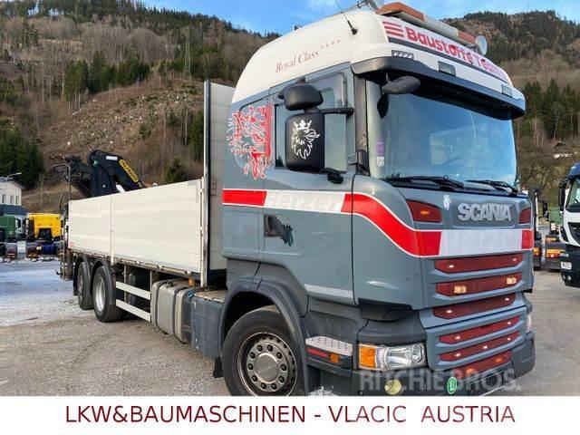 Scania R410 mit Kran Palfinger PK20002EH Platte bakwagens