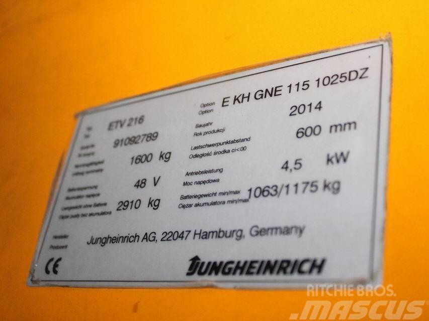 Jungheinrich ETV 216 E KH GNE 115 1025DZ Reachtruck voor hoog niveau
