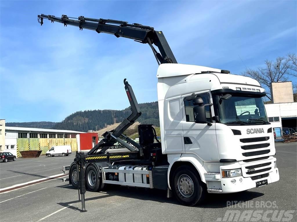 Scania G490, 10/2015, 6x2, Crane hook lift, Hiab 244 - 5  Vrachtwagen met containersysteem